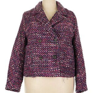 J.Crew Pink Italian Tweed Lady Jacket double breasted Fuchsia Berry wool blend